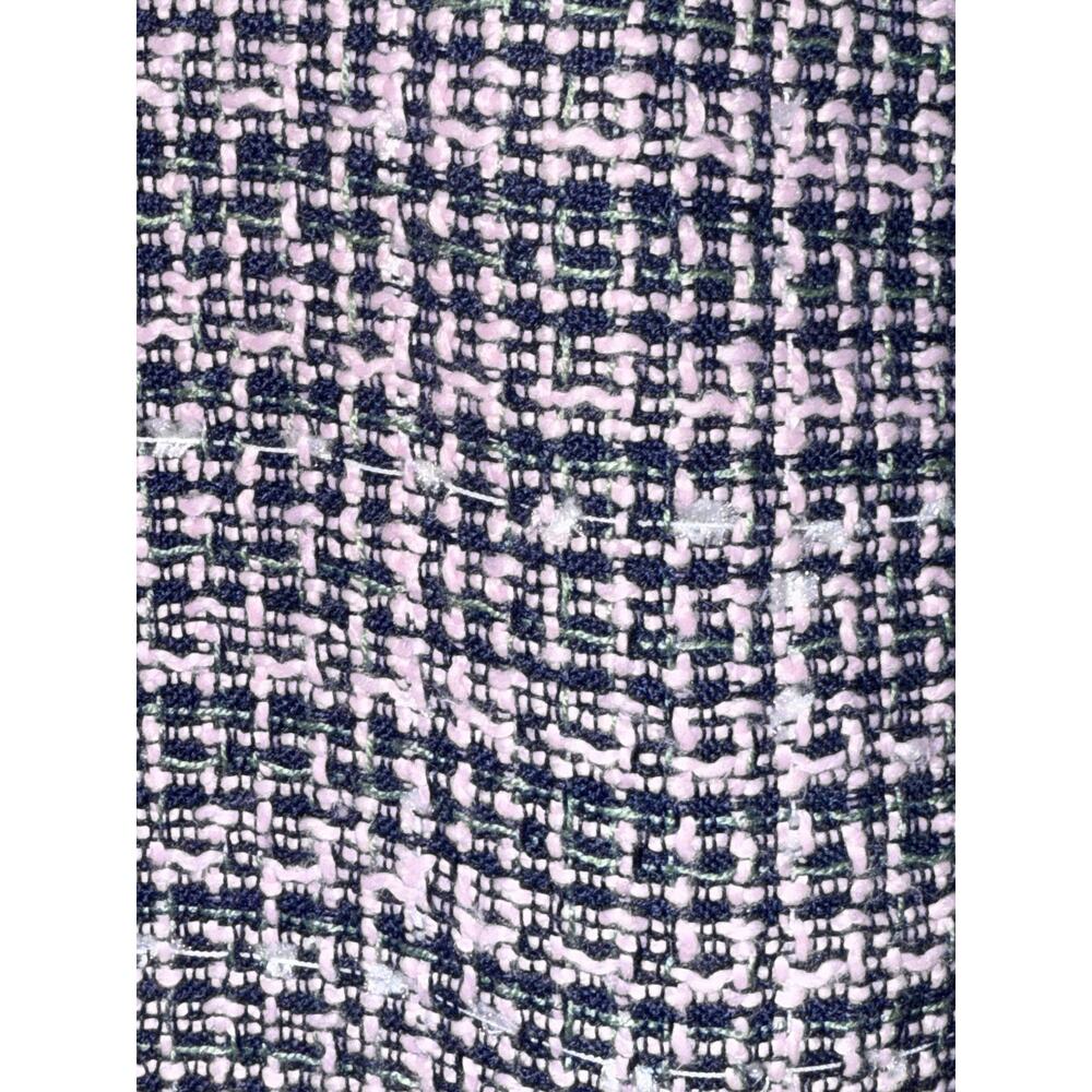 Ann Taylor Tweed Open Blazer Jacket Women's Pink Plaid Lined Fringe Size 00 - Picture 2 of 5